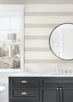 LN40108 striped wallpaper bathroom vinyl from the Coastal Haven from Lillian August