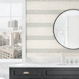 LN40108 striped wallpaper bathroom vinyl from the Coastal Haven from Lillian August