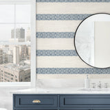 LN40112 striped wallpaper bathroom vinyl from the Coastal Haven from Lillian August