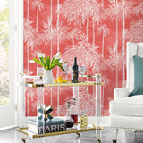 LN40201 palm leaf embossed vinyl wallpaper living room from Lillian August