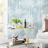 LN40202 palm leaf embossed vinyl wallpaper living room from Lillian August