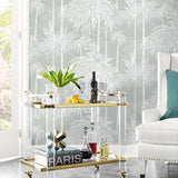 LN40208 palm leaf embossed vinyl wallpaper living room from Lillian August