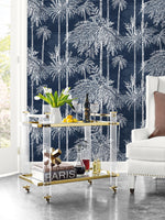 LN40212 palm leaf embossed vinyl wallpaper living room from Lillian August