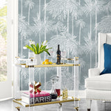 LN40218 palm leaf embossed vinyl wallpaper living room from Lillian August