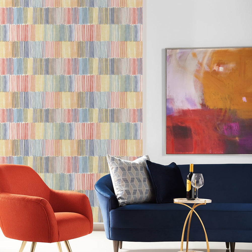 LN40301 abstract stripe vinyl wallpaper living room from the Coastal Haven collection by Lillian August
