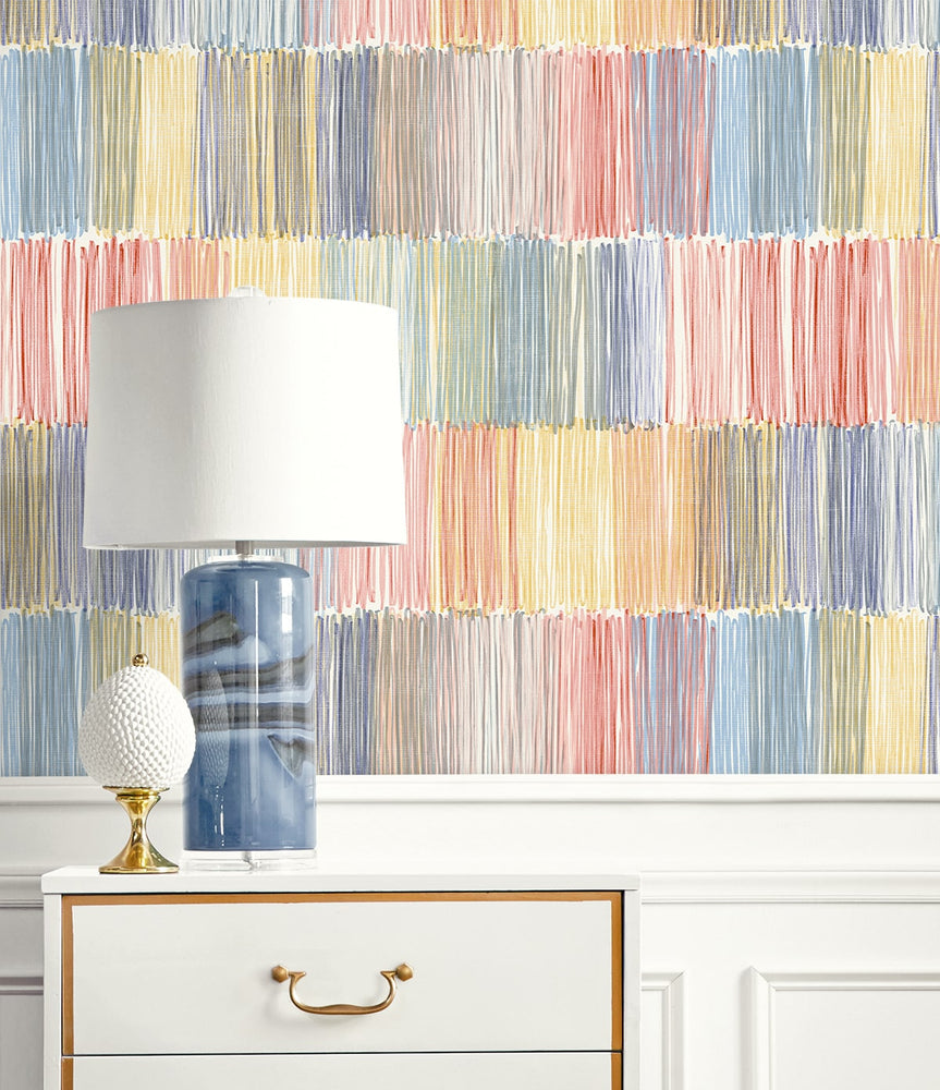 LN40301 abstract stripe vinyl wallpaper decor from the Coastal Haven collection by Lillian August