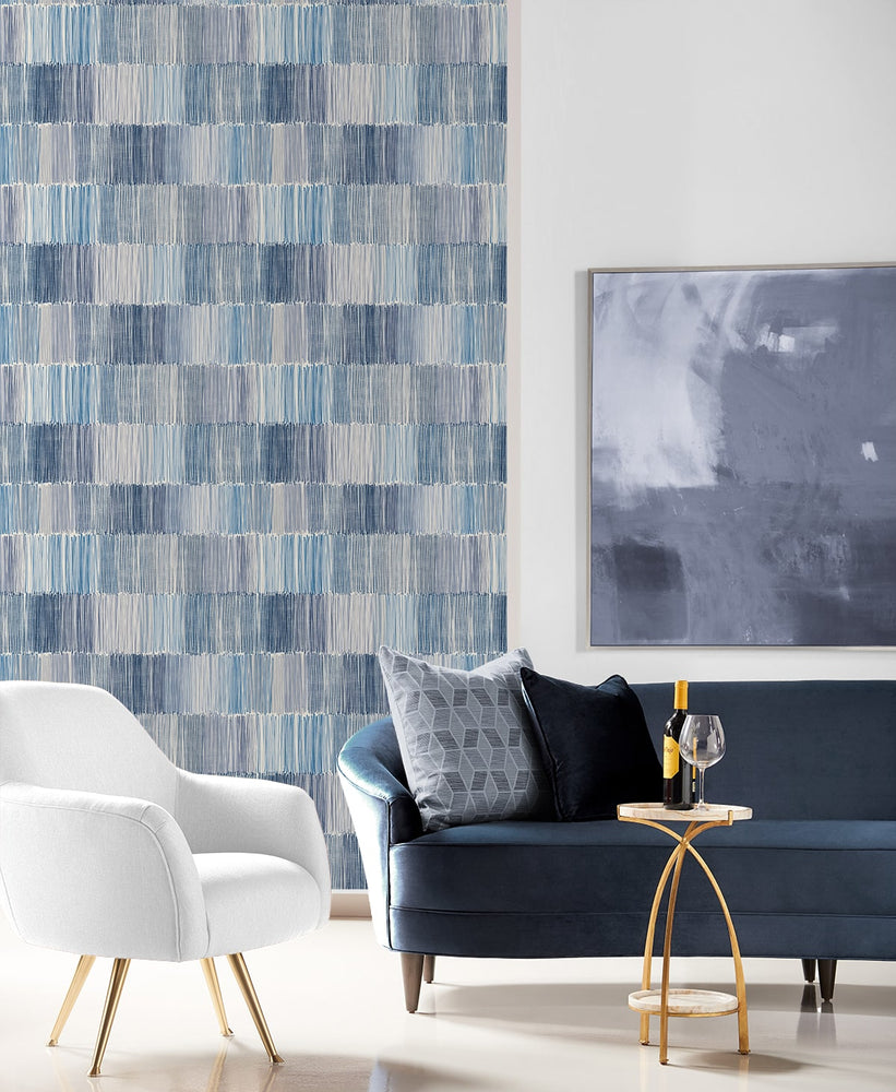 LN40302 abstract stripe vinyl wallpaper living room from the Coastal Haven collection by Lillian August