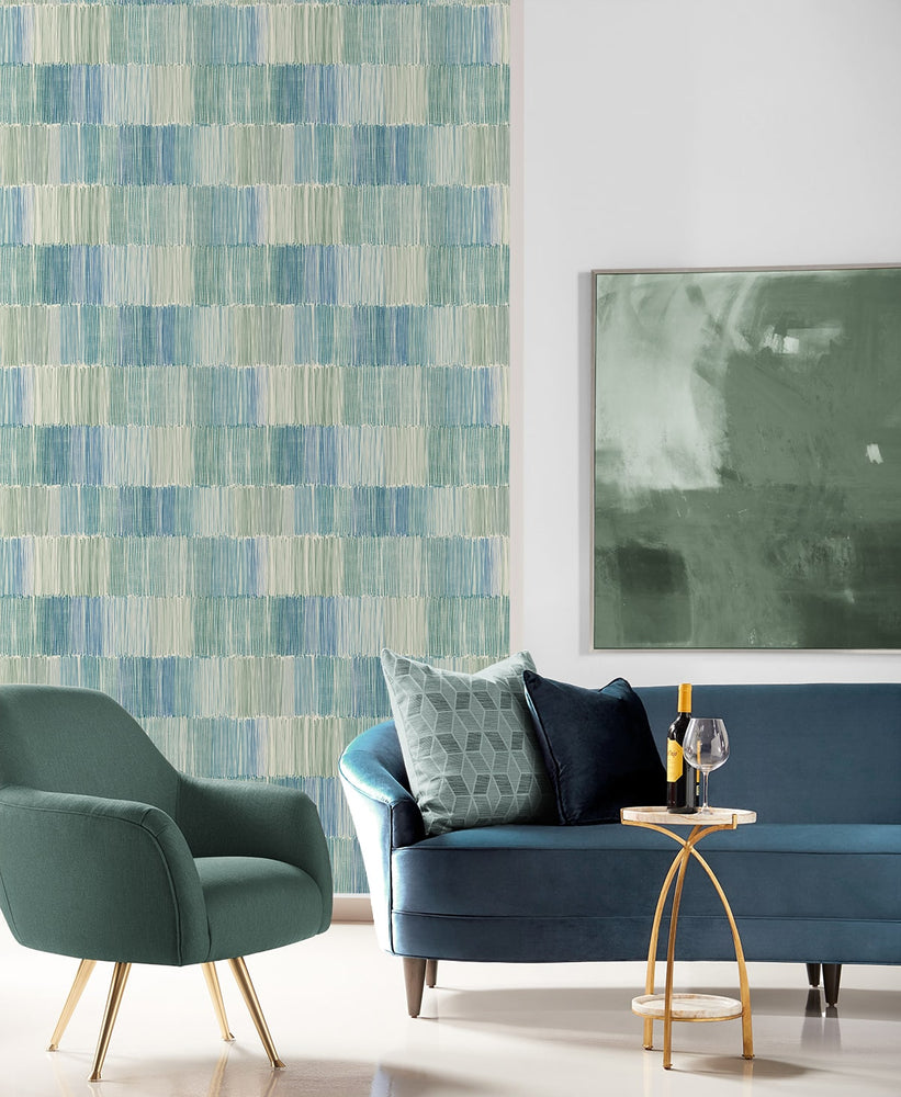 LN40304 abstract stripe vinyl wallpaper living room from the Coastal Haven collection by Lillian August