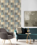 LN40306 abstract stripe vinyl wallpaper living room from the Coastal Haven collection by Lillian August