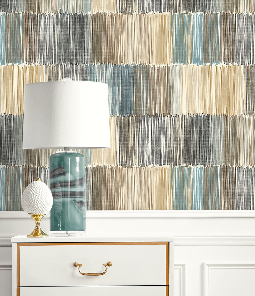 LN40306 abstract stripe vinyl wallpaper decor from the Coastal Haven collection by Lillian August
