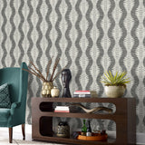 LN40500 palm ogee textured vinyl wallpaper entryway from Lillian August