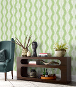 LN40504 palm ogee textured vinyl wallpaper entryway from Lillian August