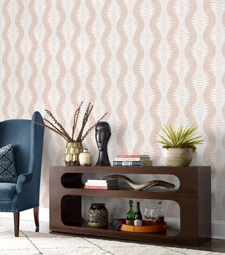 LN40506 palm ogee textured vinyl wallpaper entryway from Lillian August
