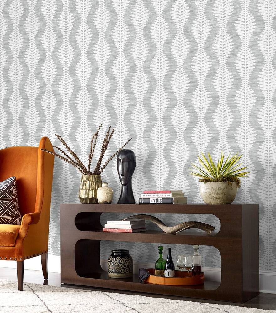 LN40508 palm ogee textured vinyl wallpaper entryway from Lillian August