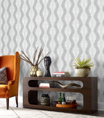 LN40508 palm ogee textured vinyl wallpaper entryway from Lillian August