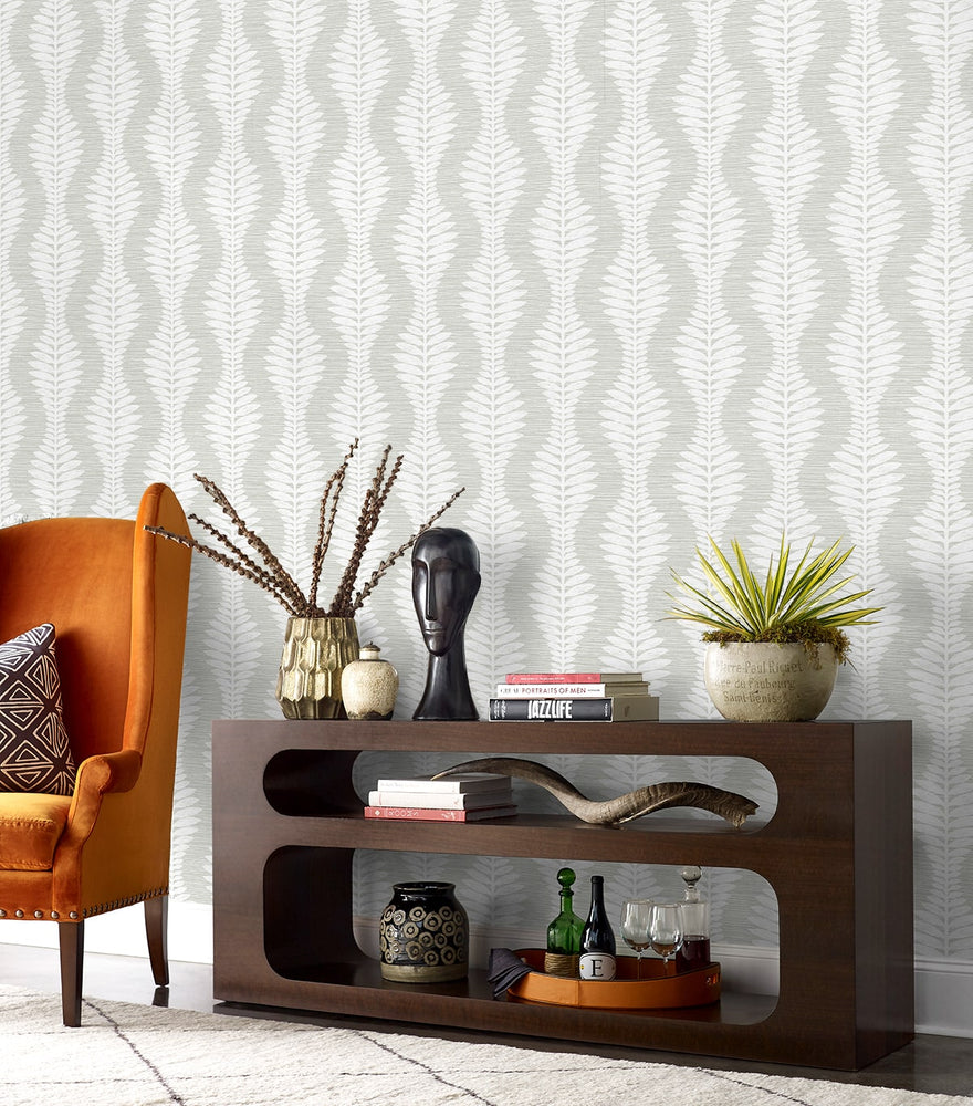 LN40518 palm ogee textured vinyl wallpaper entryway from Lillian August