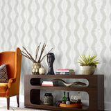 LN40518 palm ogee textured vinyl wallpaper entryway from Lillian August
