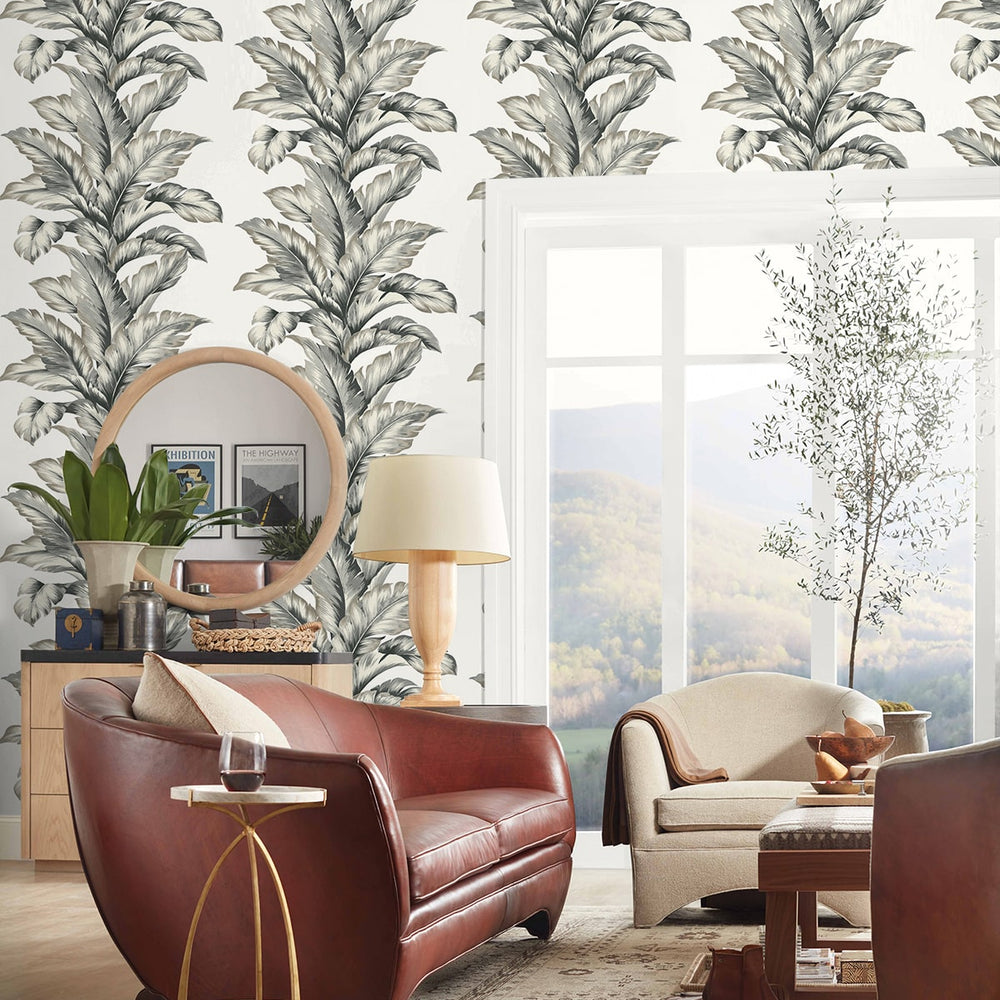 
                  
                    LN40600 palm leaf textured vinyl wallpaper living room from the Coastal Haven collection by Lillian August
                  
                