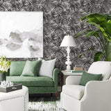 LN40700 tossed palm embossed vinyl wallpaper living room from Lillian August
