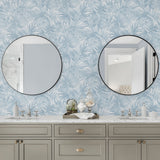 LN40702 tossed palm embossed vinyl wallpaper bathroom from Lillian August