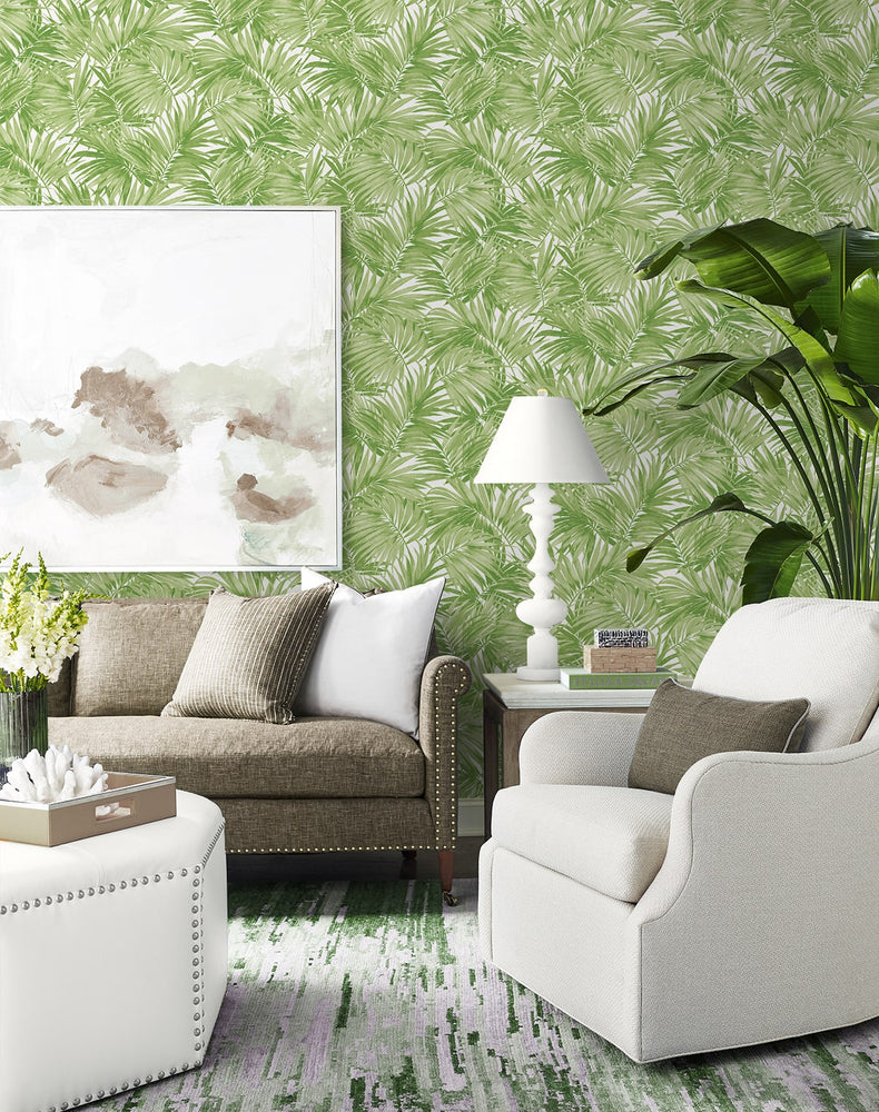 LN40704 tossed palm embossed vinyl wallpaper living room from Lillian August