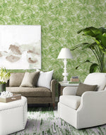 LN40704 tossed palm embossed vinyl wallpaper living room from Lillian August