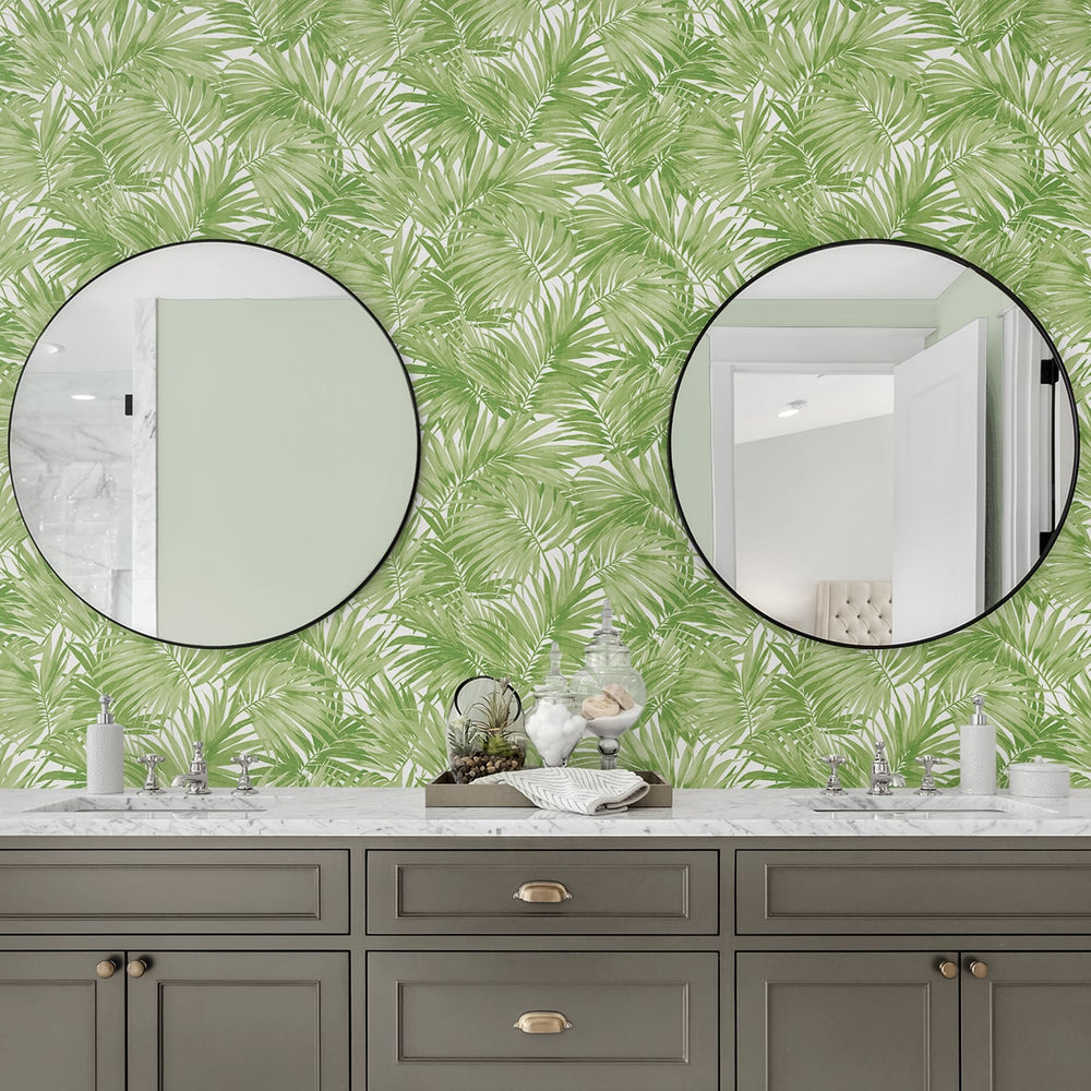 
                  
                    LN40704 tossed palm embossed vinyl wallpaper bathroom from Lillian August
                  
                