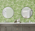 LN40704 tossed palm embossed vinyl wallpaper bathroom from Lillian August