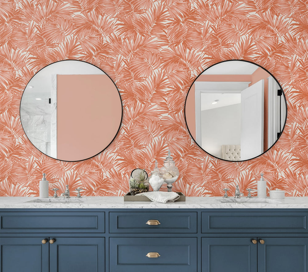 LN40706 tossed palm embossed vinyl wallpaper bathroom  from Lillian August