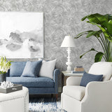 LN40708 tossed palm embossed vinyl wallpaper living room from Lillian August
