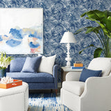 LN40712 tossed palm embossed vinyl wallpaper living room from Lillian August