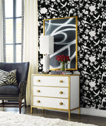 LN40900 bird toile vinyl wallpaper living room from the Coastal Haven collection by Lillian August