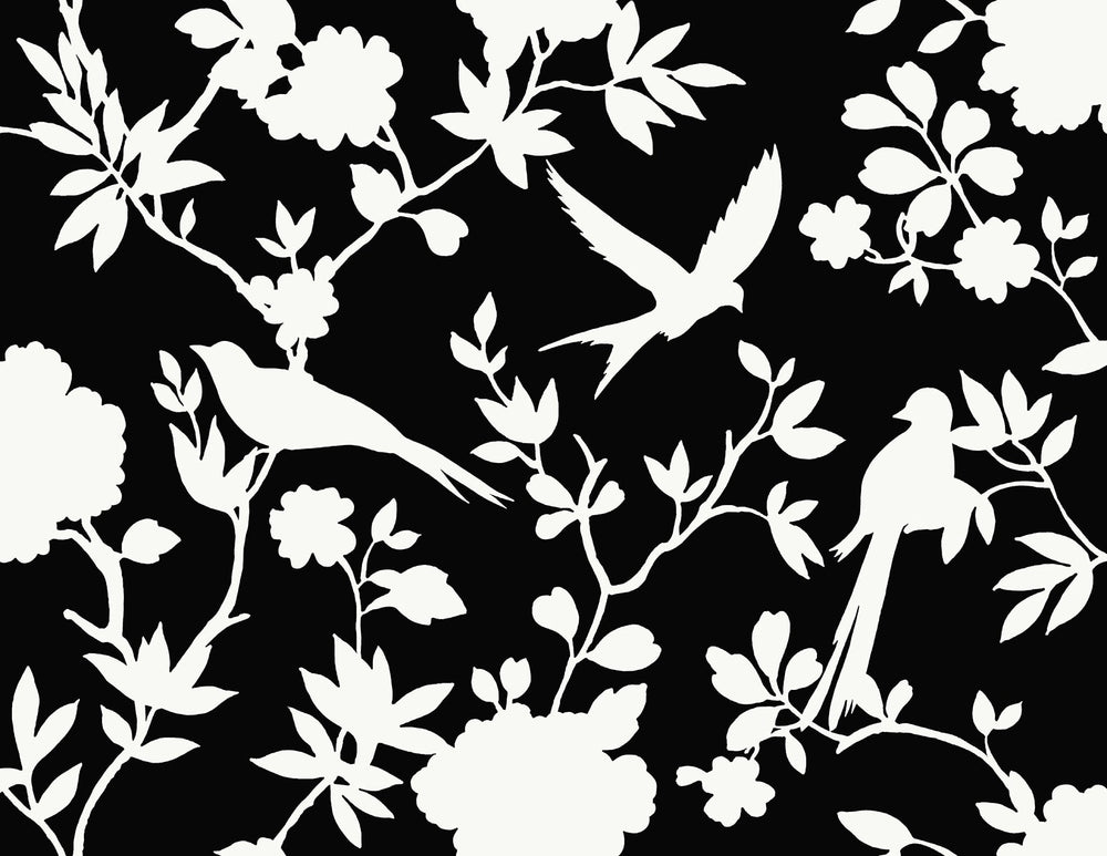 Kauai Bird Toile Embossed Vinyl Unpasted Wallpaper