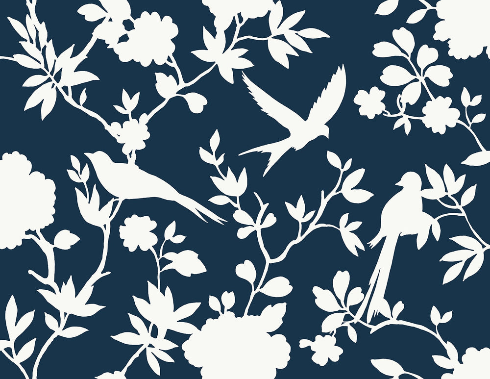 LN40902 bird toile vinyl wallpaper from the Coastal Haven collection by Lillian August