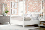 LN40906 bird toile vinyl wallpaper bedroom from the Coastal Haven collection by Lillian August