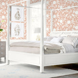 LN40906 bird toile vinyl wallpaper bedroom from the Coastal Haven collection by Lillian August