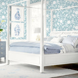 LN40912 bird toile vinyl wallpaper bedroom from the Coastal Haven collection by Lillian August