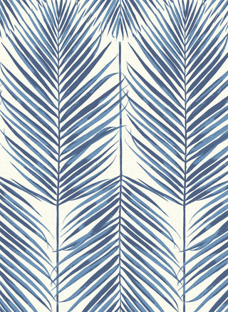 MB30002 blue palm leaf wallpaper from the Beach House collection by Seabrook Designs