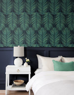 MB30004 palm leaf wallpaper bedroom from the Beach House collection by Seabrook Designs