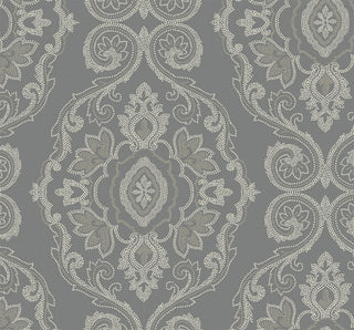 MB30300 gray nautical damask coastal wallpaper from the Beach House collection by Seabrook Designs