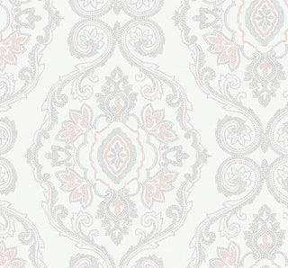 MB30301 pink nautical damask coastal wallpaper from the Beach House collection by Seabrook Designs