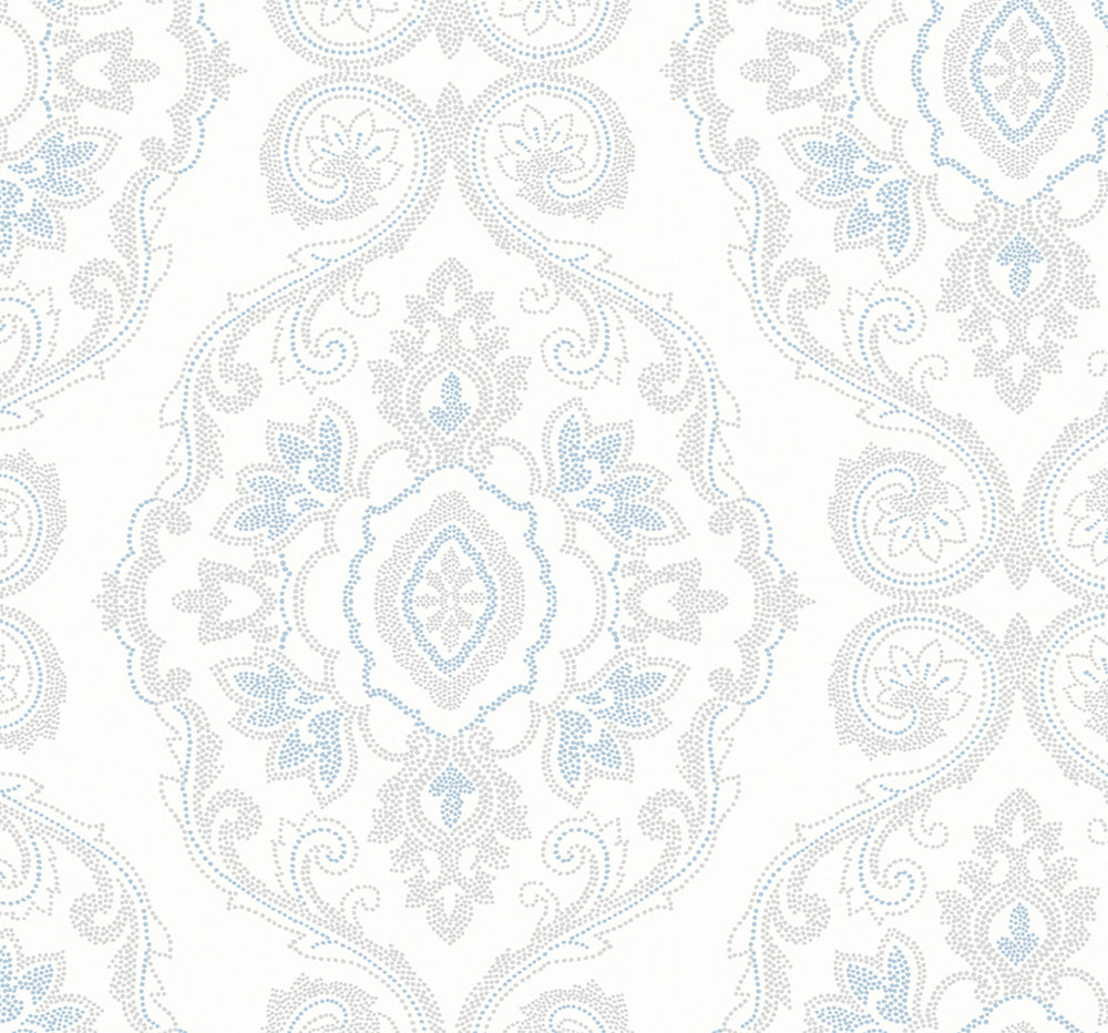 MB30302 blue nautical damask coastal wallpaper from the Beach House collection by Seabrook Designs