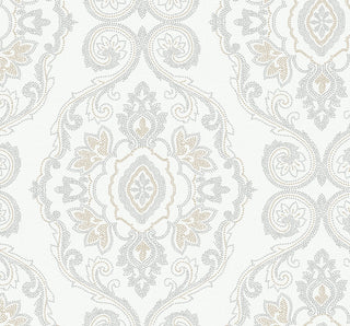 MB30305 beige nautical damask coastal wallpaper from the Beach House collection by Seabrook Designs