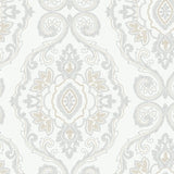 MB30305 beige nautical damask coastal wallpaper from the Beach House collection by Seabrook Designs