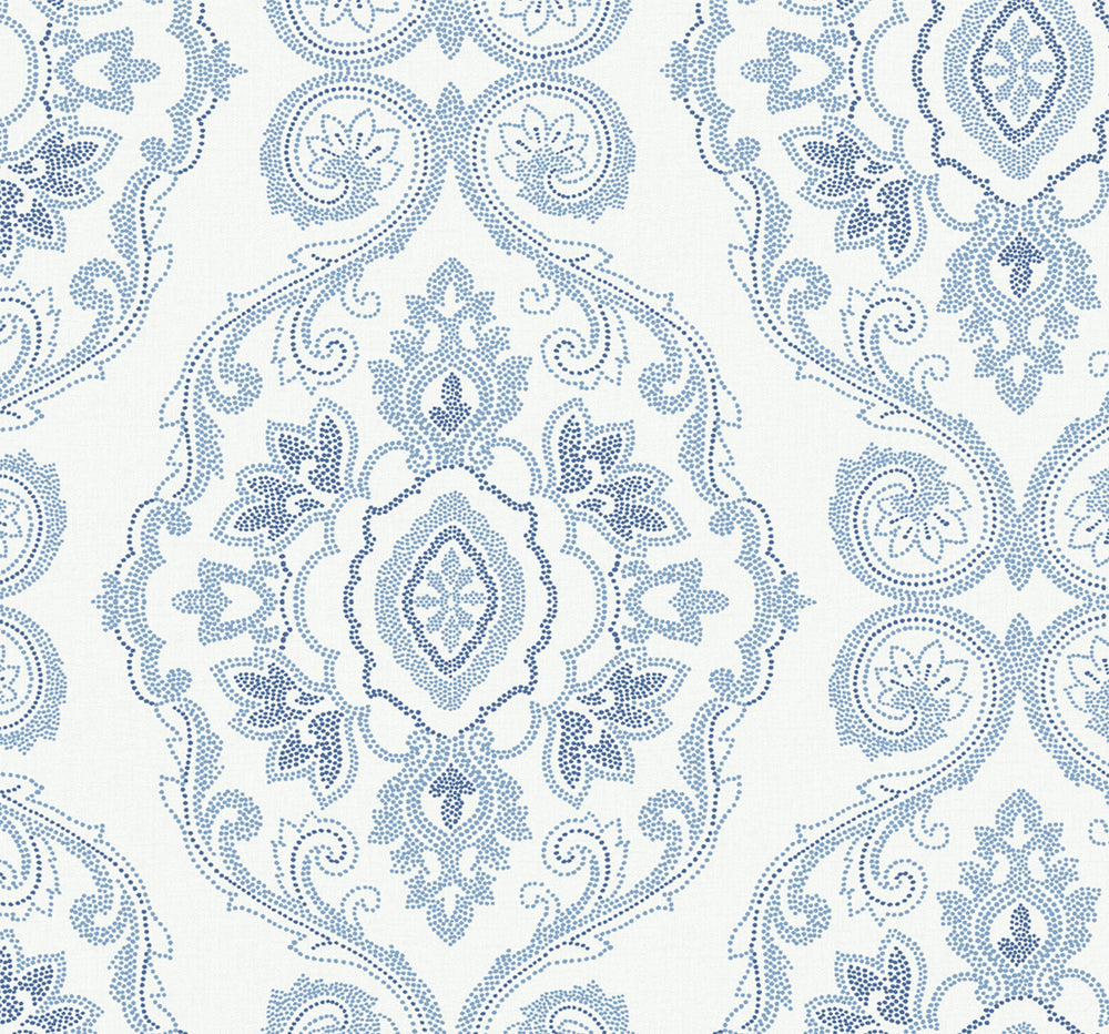 MB30312 blue nautical damask coastal wallpaper from the Beach House collection by Seabrook Designs