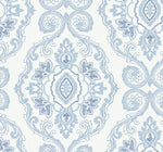 MB30312 blue nautical damask coastal wallpaper from the Beach House collection by Seabrook Designs