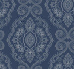MB30322 blue nautical damask coastal wallpaper from the Beach House collection by Seabrook Designs