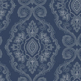 MB30322 blue nautical damask coastal wallpaper from the Beach House collection by Seabrook Designs