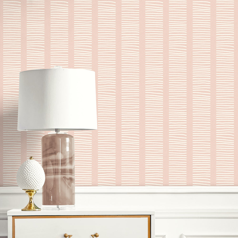 
                  
                    MB30411 pink coastline striped wallpaper accent from the Beach House collection by Seabrook Designs
                  
                