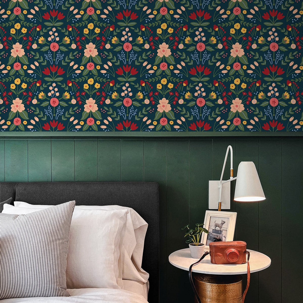 Floral peel and stick wallpaper bedroom SD1012 from Say Decor
